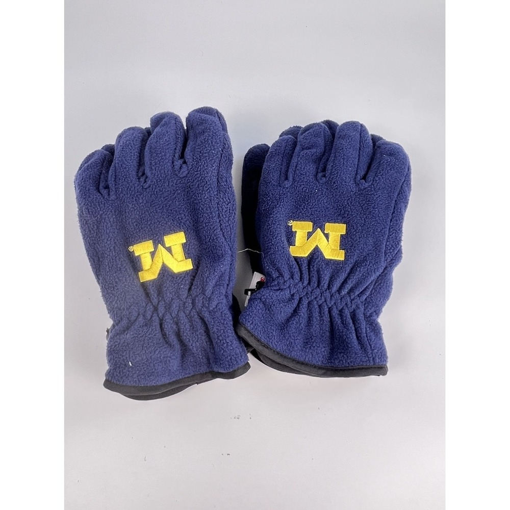 Michigan Wolverines Logofit Fleece Gloves 3M Thinsulate Lot 2 Pair M L Blue